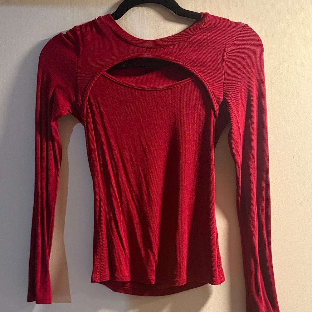 Lulu's Bold Red Long Sleeve Top